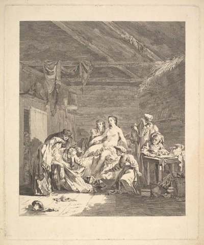Vignette du premier volume, page 165: Usage des Russes après le mariage et avant la noce..., 1767 - Augustin de Saint Aubin