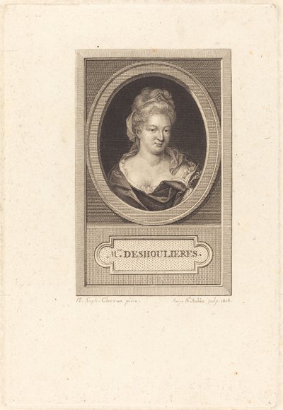 Antoinette du Ligier de La Garde Deshoulières - Augustin de Saint Aubin after Elisabeth Sophie Cheron