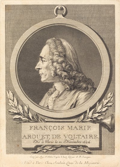 François Marie Arouet de Voltaire - Augustin de Saint Aubin after Jean Baptiste Lemoyne II