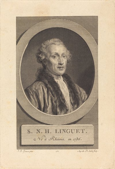 Simon-Nicolas-Henri Linguet - Augustin de Saint Aubin after Jean Baptiste Greuze
