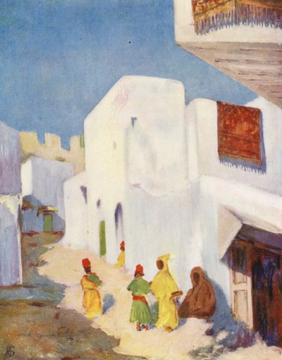 Une rue de Tanger (lithographie couleur) - Augustine Fitzgerald