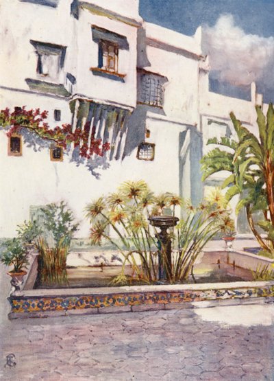 Cour du Bardo, Alger (lithographie couleur) - Augustine Fitzgerald