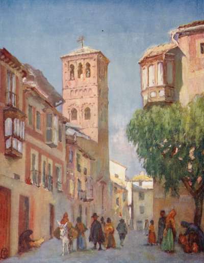 Tolède, une scène de rue (lithographie couleur) - Augustine Fitzgerald