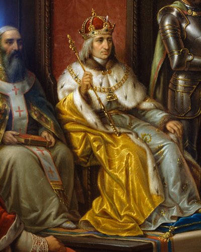 Frédéric III, pressé de marcher contre les Turcs par le poète de Trieste Raffaele Zovenzoni, détail, par Augusto Tominz - Augusto Tominz