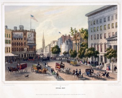 Broad-Way, pub. 1850 (lithographie en couleur) - Augustus (after) Kollner