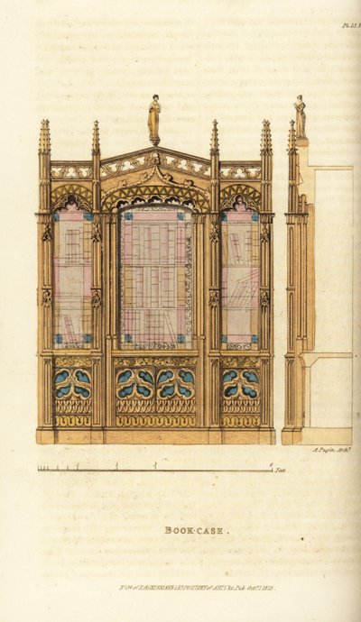 Une bibliothèque gothique - Augustus Charles (after) Pugin