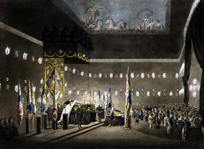 Restes de Lord Viscount Nelson exposés dans la Chambre Peinte à l