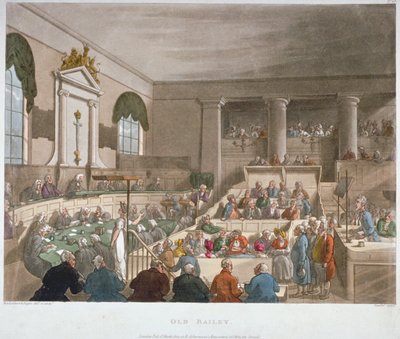 Vue intérieure de la maison des sessions, Old Bailey, avec un tribunal en session, Londres, 1809 - Augustus Charles Pugin