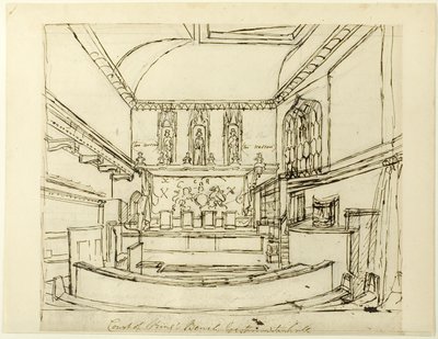 Étude pour la Cour du banc du roi, Westminster Hall, du Microcosme de Londres - Augustus Charles Pugin