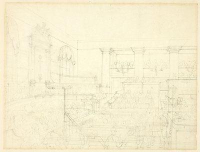 Étude pour Old Bailey, du Microcosme de Londres - Augustus Charles Pugin