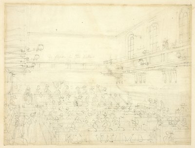 Étude pour la réunion des quakers, du Microcosme de Londres - Augustus Charles Pugin