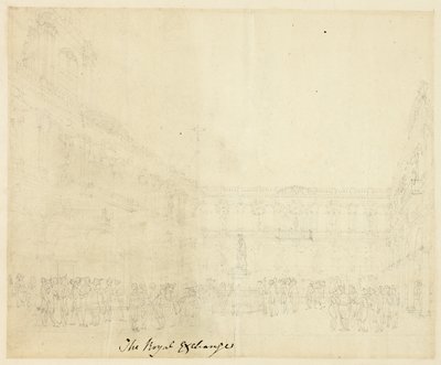 Étude pour la Bourse Royale, de Microcosm of London - Augustus Charles Pugin