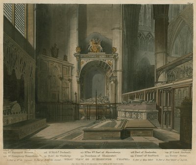 Vue ouest de la chapelle Saint-Edmond, abbaye de Westminster, Londres - Augustus Charles Pugin