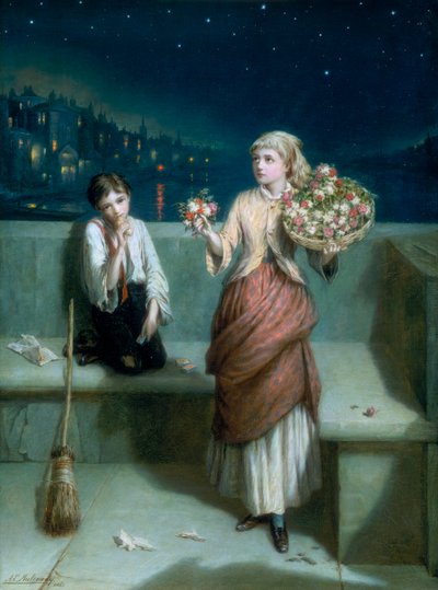 Un balayeur de rue londonien et une vendeuse de fleurs, 1884 - Augustus E Mulready