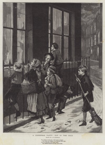 Une fête de Noël, dehors dans le froid - Augustus Edward Mulready