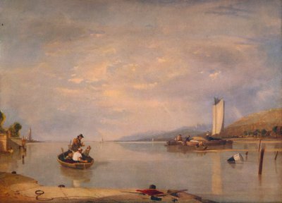 Calme plat, bateaux au large du château de Cowes, vers 1841 - Augustus Wall Callcott