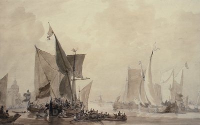Scène marine avec navires hollandais - Augustus Wall Callcott