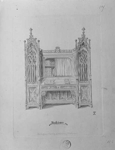 Design pour une bibliothèque gothique, vers 1835 - Augustus Welby Northmore Pugin