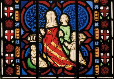 Deuxième épouse de Pugin, Louisa, avec sa belle-fille Anne et ses deux filles Agnes et Katherine, fenêtre Est de la chapelle - Augustus Welby Northmore Pugin