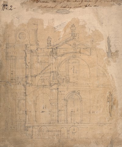 Section à travers la nef des bas-côtés de la cathédrale Saint-Paul regardant vers l
