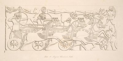 Guerriers assyriens en bataille, des Monuments de Ninive, pub. 1849 - Austen Henry Layard