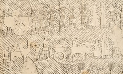 Détail des captifs et du butin de la ville de Lachich, illustration des Monuments de Ninive, 1858 - Austen Henry Layard