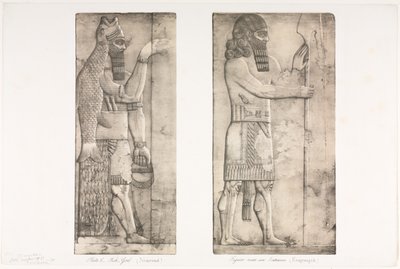 Monuments de Ninive : Planche 6, Dieu-Poisson (Nimroud); Figure près d