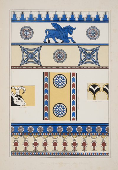 Ornements peints de Nimroud, des Monuments de Ninive, pub. 1849 - Austen Henry Layard