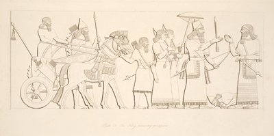 Le roi recevant des prisonniers, des Monuments de Ninive, pub. 1849 - Austen Henry Layard