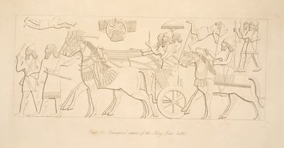 Retour triomphal du roi de la bataille, des Monuments de Ninive, pub. 1849 - Austen Henry Layard