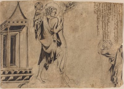 Un Édicule avec Deux Études de Saint Christophe - Austrian 14th Century