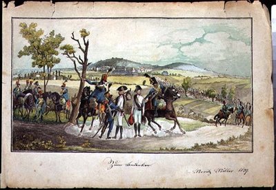 Une procession de soldats Habsbourg dans un paysage - Austrian School