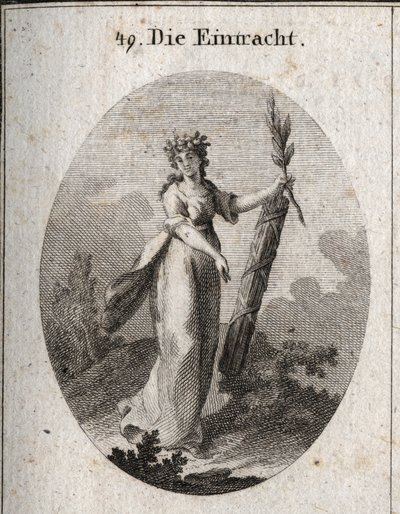 Allégorie de la concorde représentée avec une couronne de grenades, emblème de l