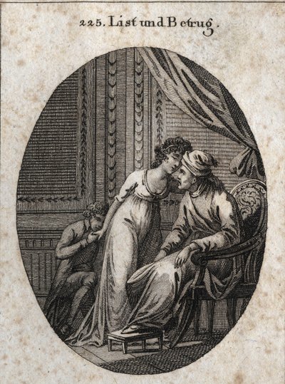 Allégorie de la ruse et de la tromperie. Expression : Qui te donne plus de caresses que d