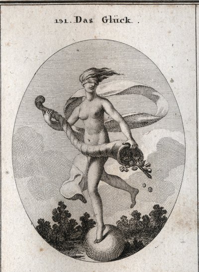 Allégorie de la fortune représentée avec un bandeau pour montrer qu