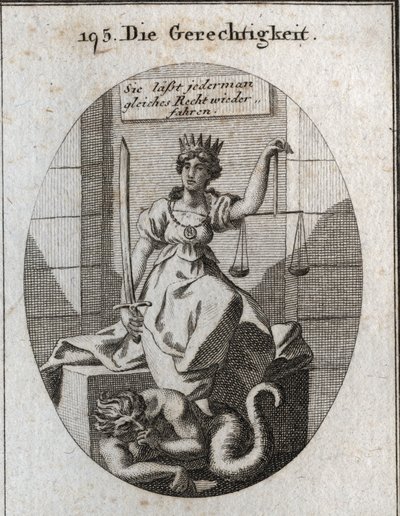 Allégorie de la justice. Ses attributs sont la balance et l