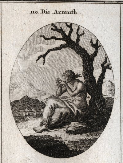Allégorie de la pauvreté assise au pied d
