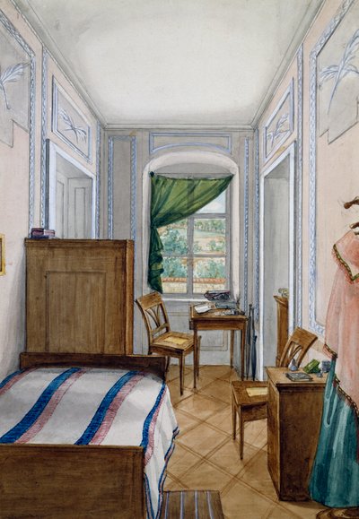 Petite salle de style Biedermeier, aquarelle, Autriche - Austrian School