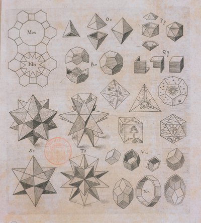 Formes géométriques, de Harmonices Mundi par Johannes Kepler (1571-1630) publié à Linz, 1619 - Austrian School
