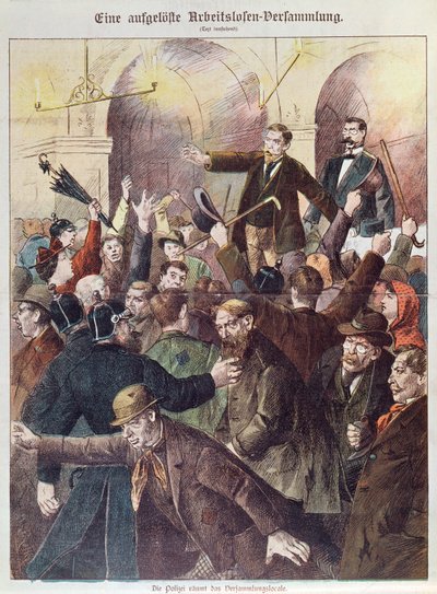 La police dispersant une réunion de protestation de travailleurs sans emploi, 1897 - Austrian School
