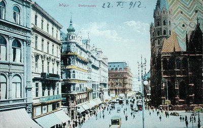 Carte postale représentant la place Saint-Étienne et la cathédrale Saint-Étienne, Vienne - Austrian School