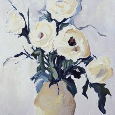 Nature morte florale aux tons crème - Avanesova Elena