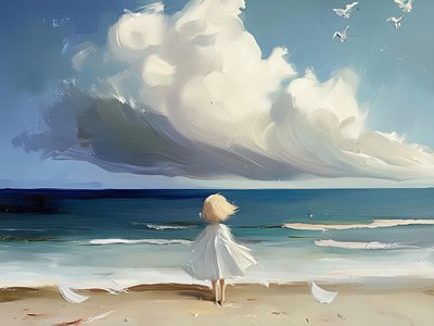 Une jeune fille regardant la mer - Avanesova Elena