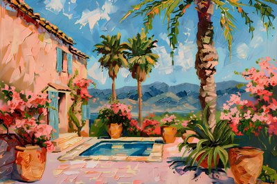 Jardin méditerranéen au bord de la piscine - Avanesova Elena