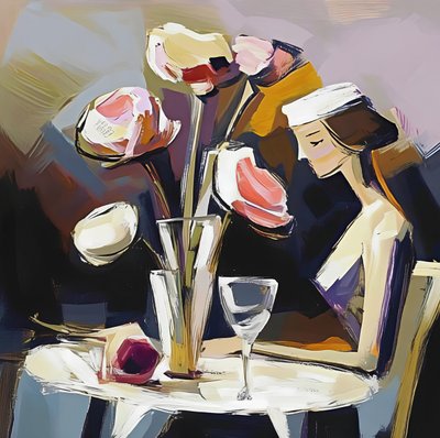 Femme pensive avec des fleurs - Avanesova Elena
