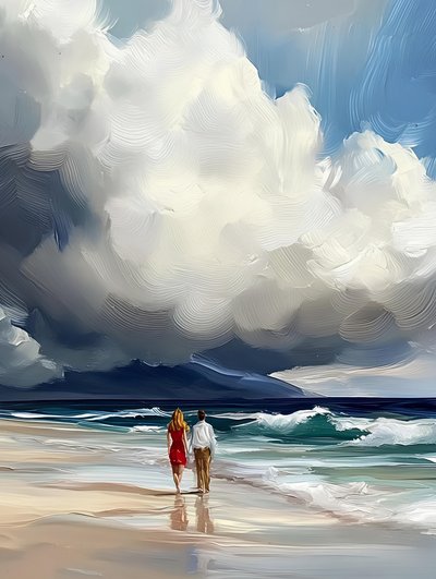 Promenade romantique sur la plage - Avanesova Elena