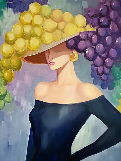 Chapeau élégant à motif de raisin pour femme - Avanesova Elena
