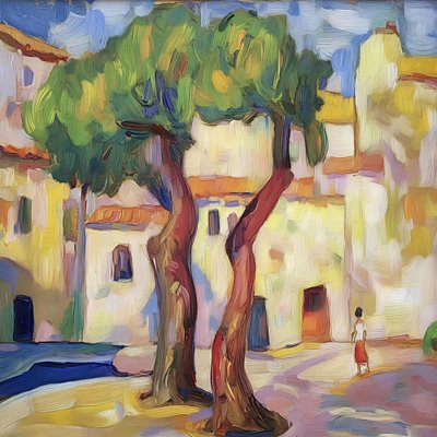 Les arbres du village ensoleillé - Avanesova Elena