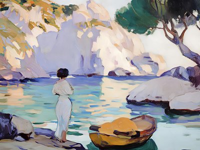 Une femme près de la baie sereine - Avanesova Elena