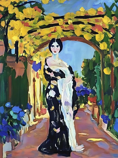 Une femme sous une arche jaune - Avanesova Elena